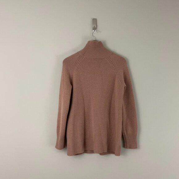 Garnet Hill Dusty Mauve Cashmere Side Button Turtleneck Sweater Size XS - Picture 2 of 6
